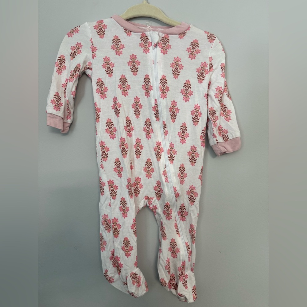 Adorable Pink Floral bamboo baby Footie